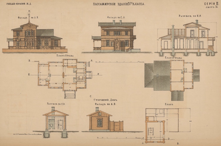 1872 089 Рязанско Козловская ж. д. Пассажирское здание IV класса и сторожевои дом 