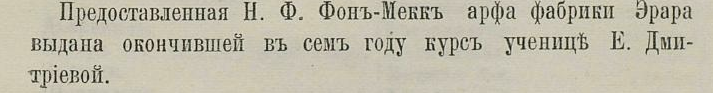 арфа фон Мекк меценатство молодым выпускникам консерватории